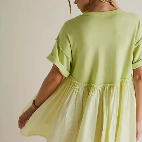 Free People Catalina Mini Dress Women XS Green Scoop Neck Cuffed Sleeve VSQ55 - Picture 2 of 8